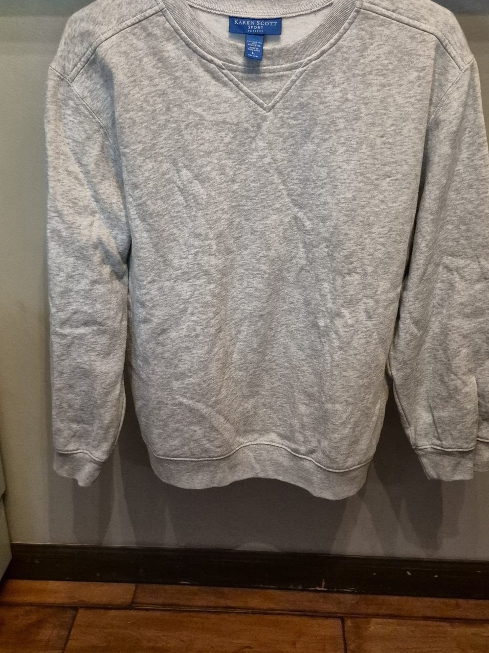 Karen Scott Light Gray Crewneck Sweatshirt